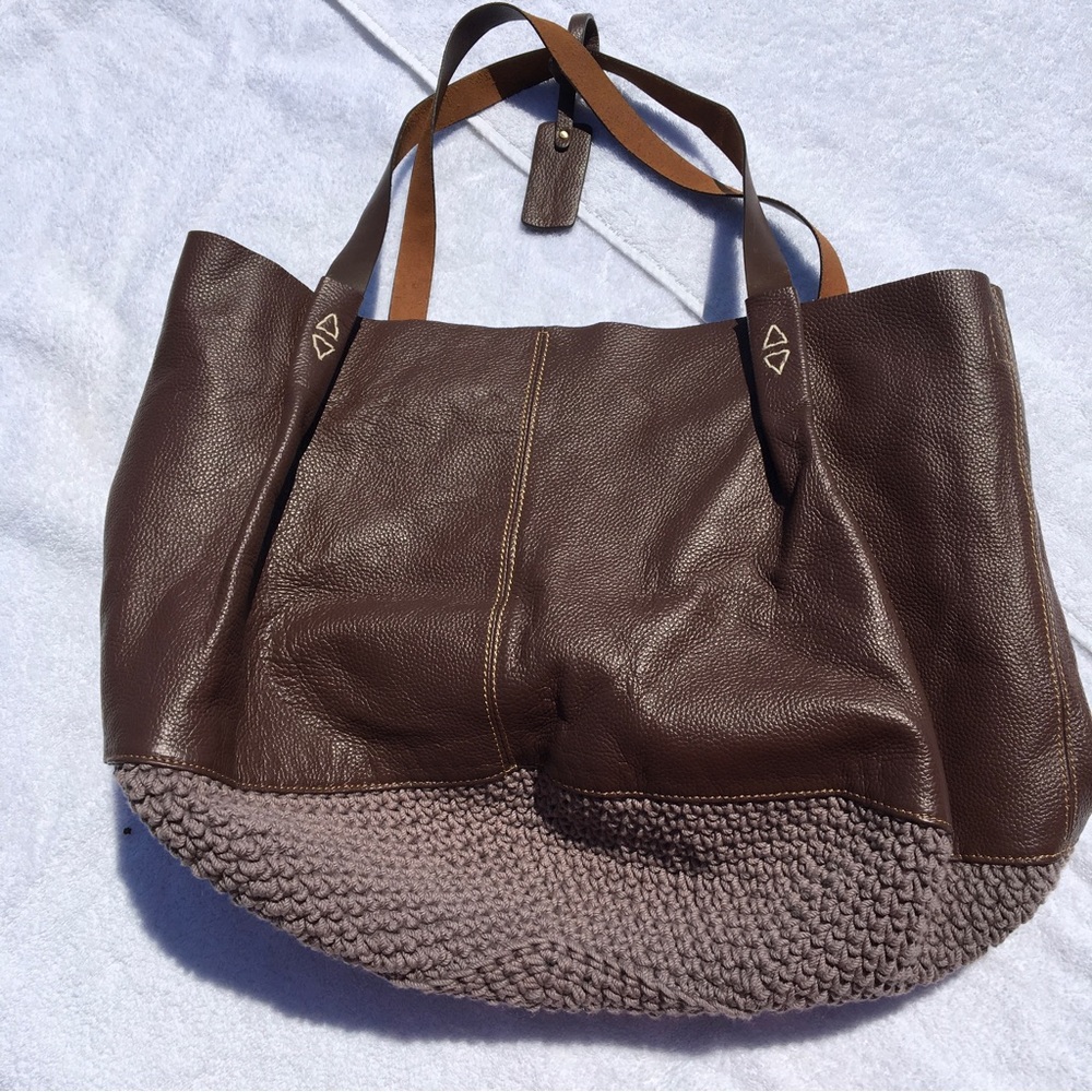 🛍️ SALE! POL Large Leather and Knit Hobo